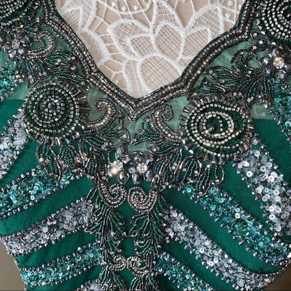 Allure Bridals Emerald Green Sequin Evening Gown Dress, Mother of Bride, Formal - Picture 5 of 10